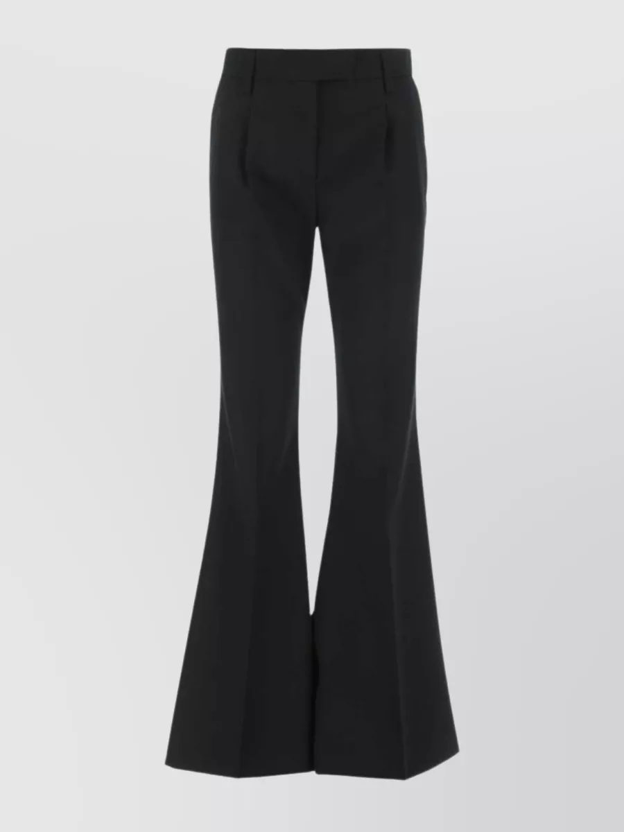 Shop Prada Wool Flared Pant With Belt Loops And Back Pockets In Black