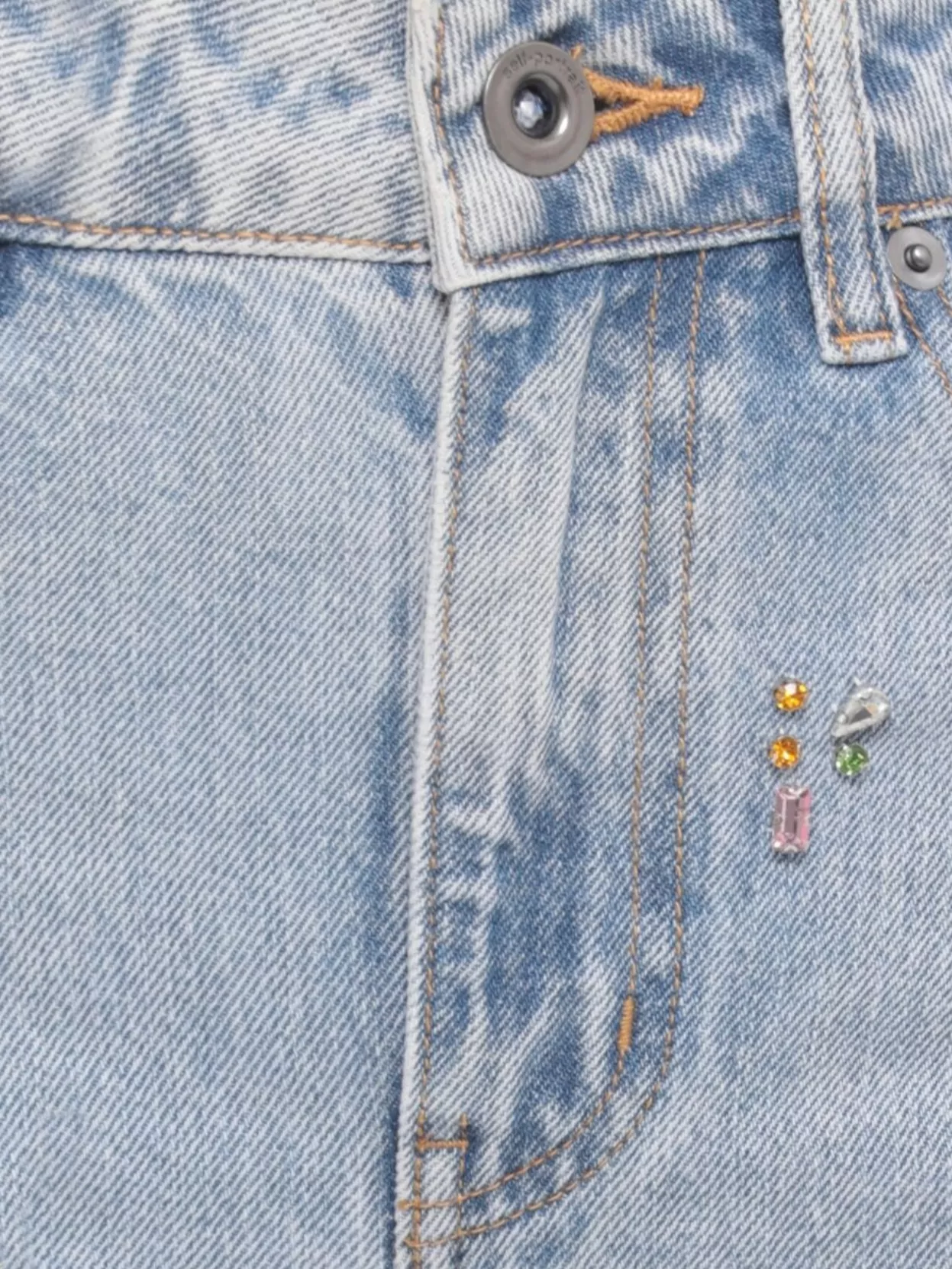 Self-Portrait Wide-Leg Jeans Featuring Strass Embellishments
