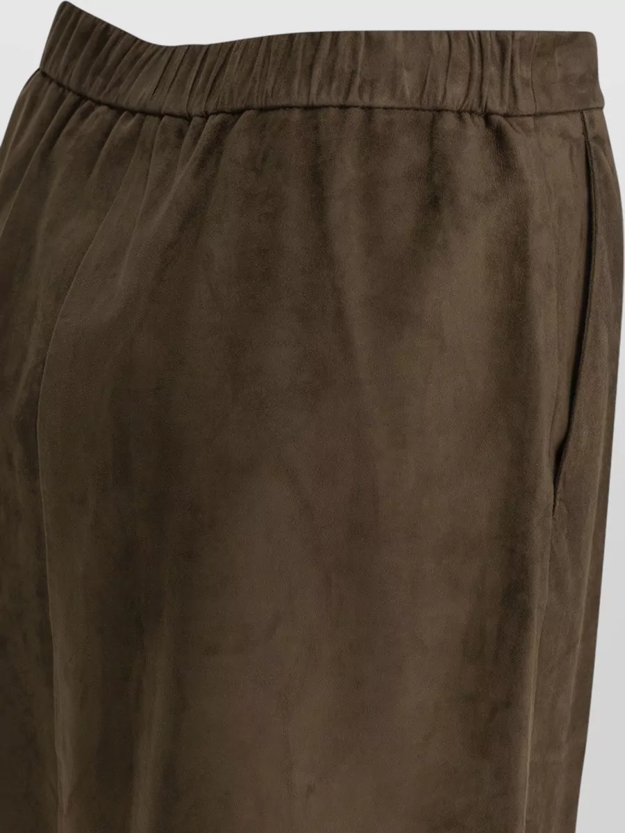 S Max Mara Suede Leather Midi Straight Skirt