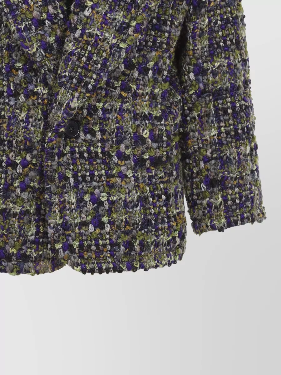 Saint Laurent Wool Single-Breasted Tweed Coat