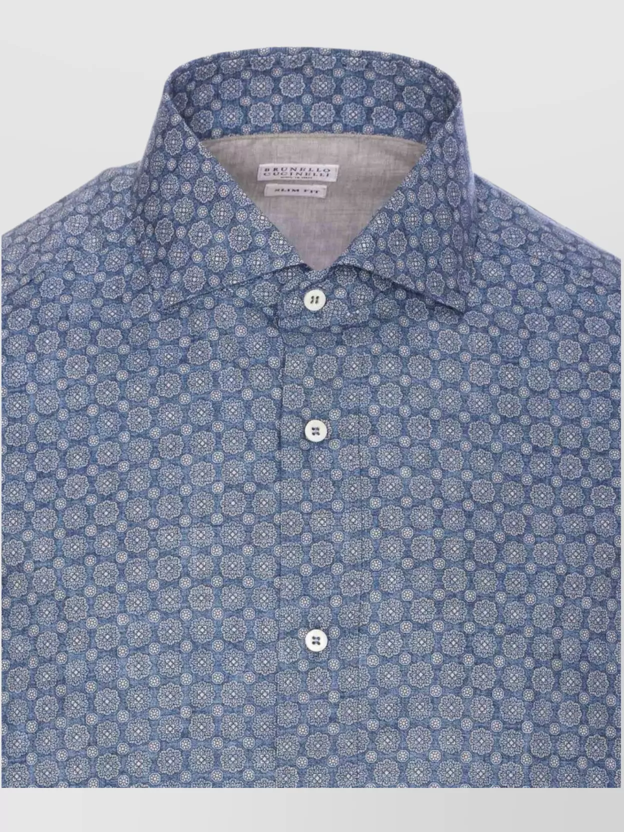 Brunello Cucinelli Printed Shirt With Button-down Collar And Long Sleeves