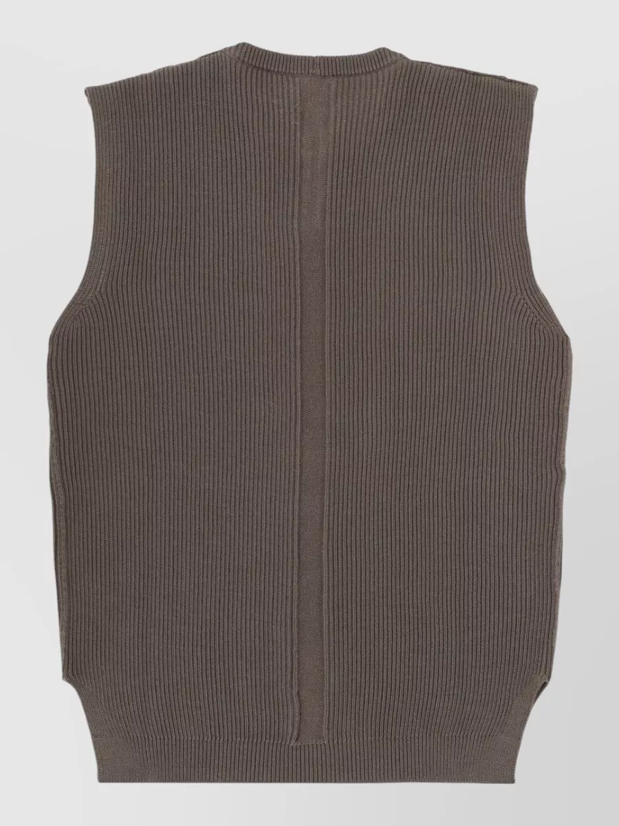 Rick Owens Sleeveless Ribbed Crew Neck Knitted Top