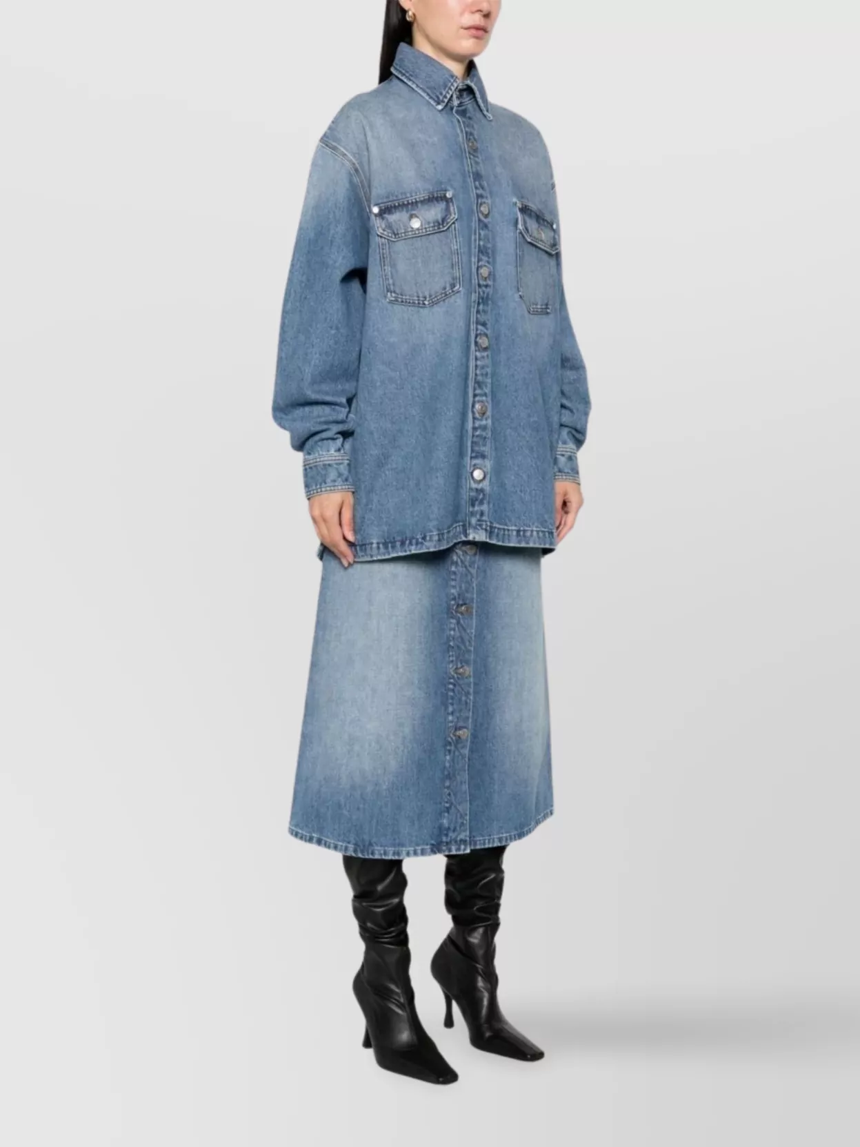 Stella Mccartney Denim Cotton Shirt Chest Pockets