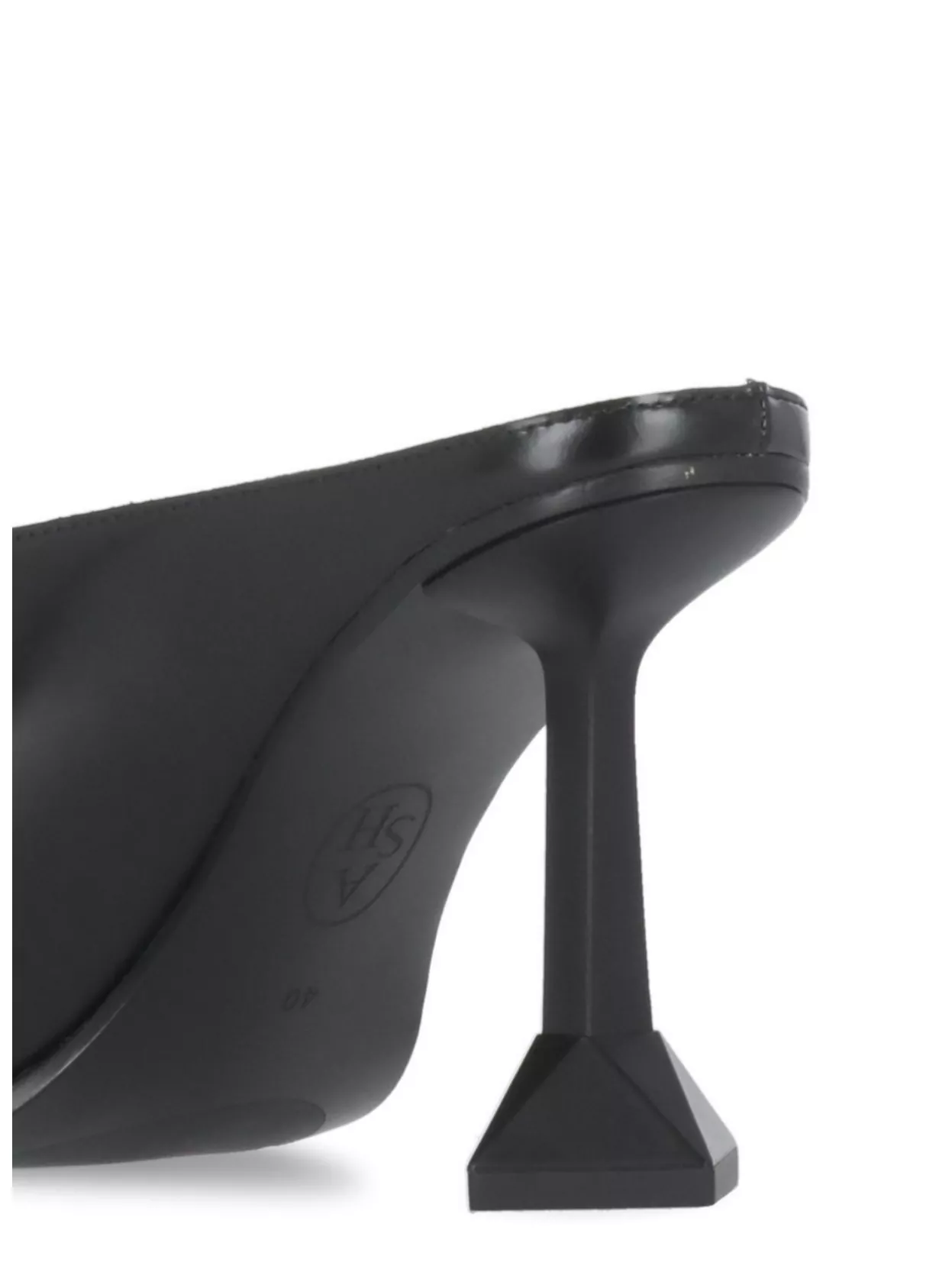 Ash Leather Sabot With Geometric Heel Design