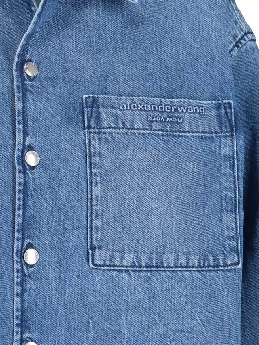 Alexander Wang Denim Cropped Shirt Jacket