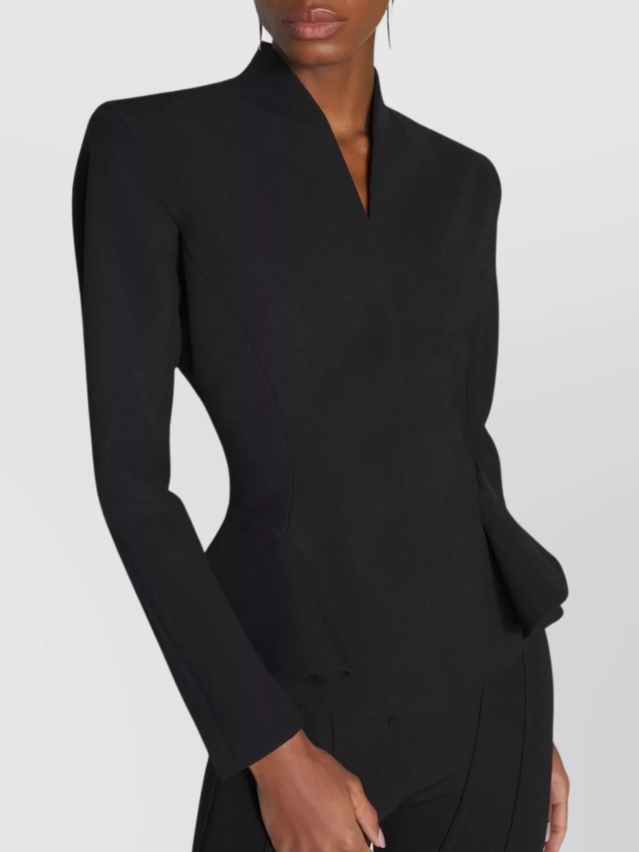 Mugler Tailored Peplum Blazer Featuring Structured Shoulders