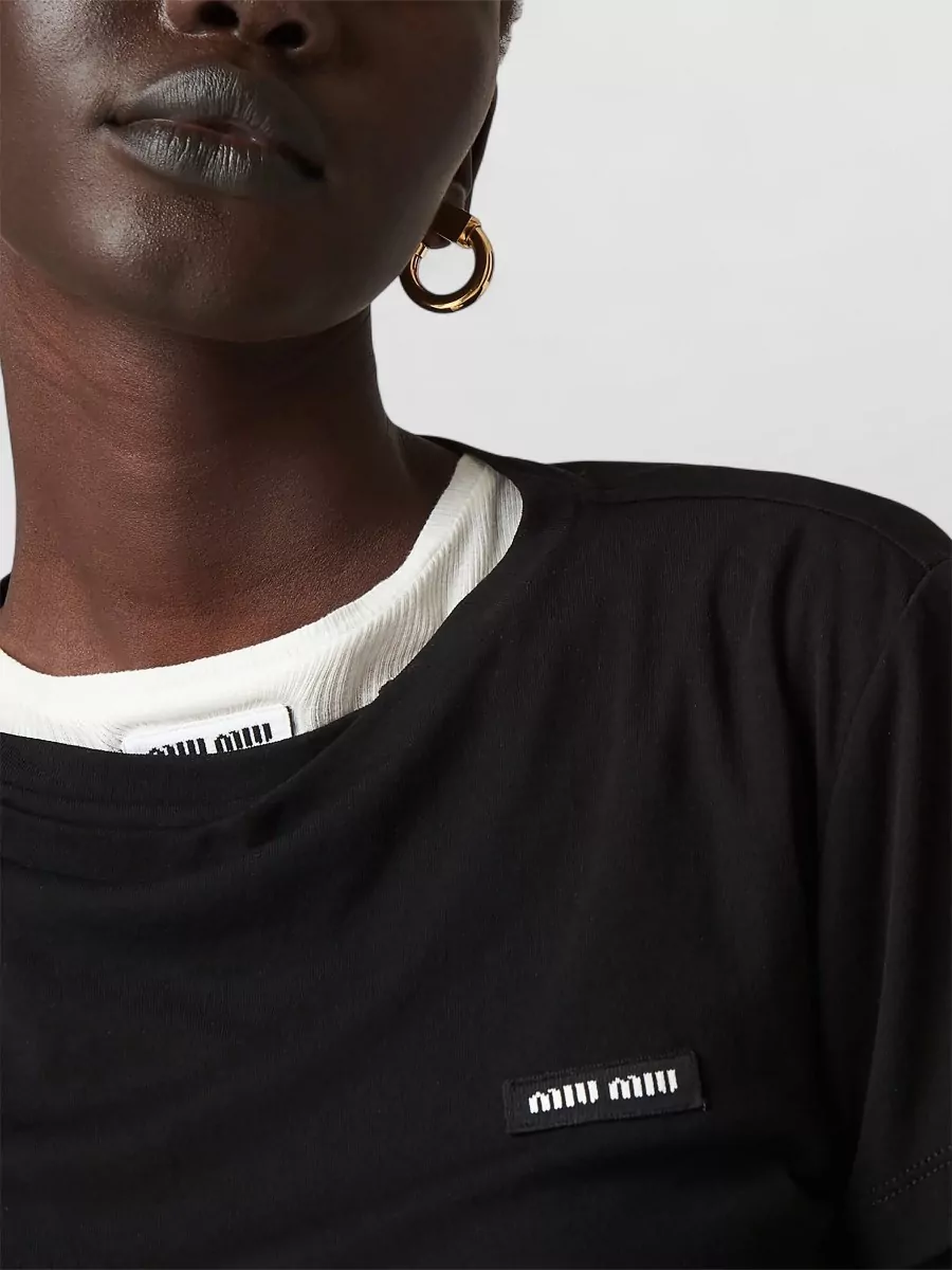 Miu Miu Crew Neck Layered Knitwear Long Sleeves