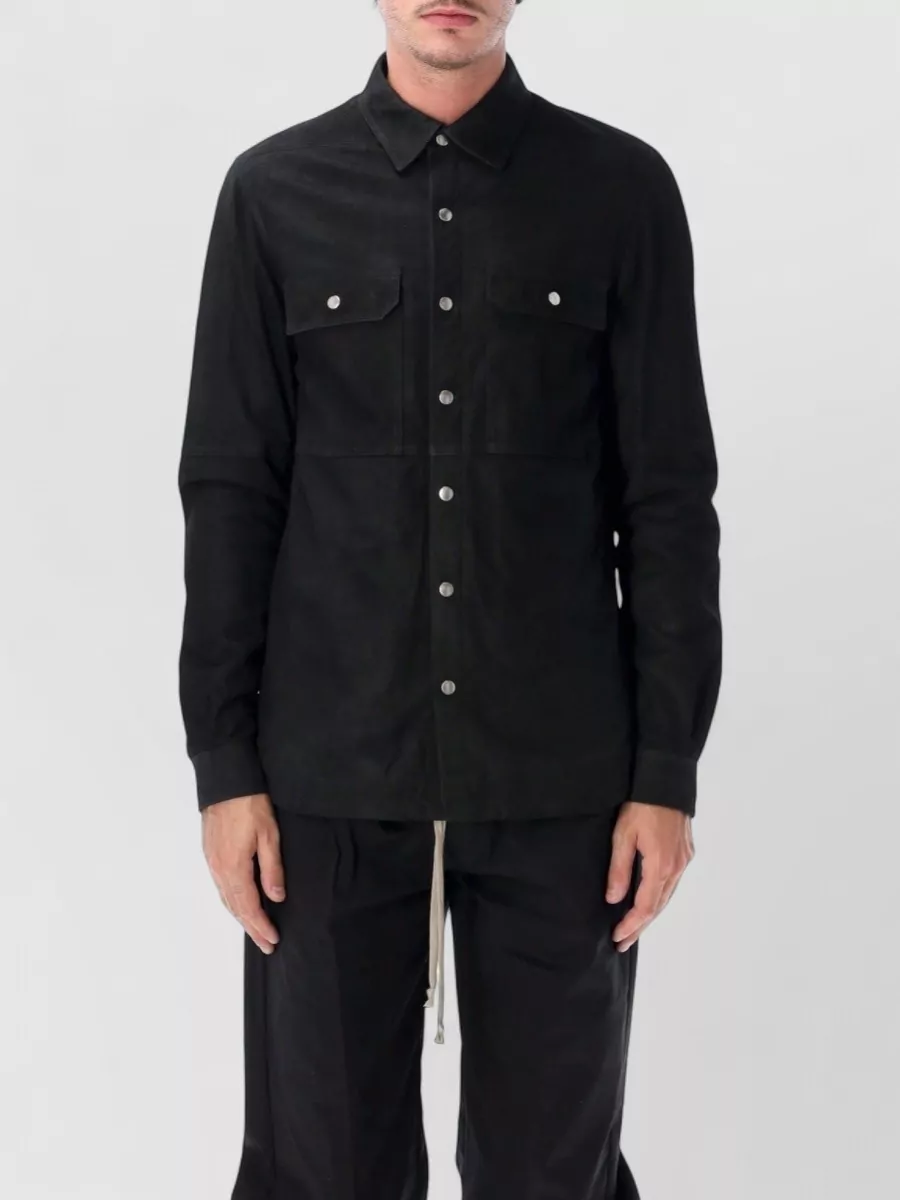 Rick Owens lamb leather boxy shirt