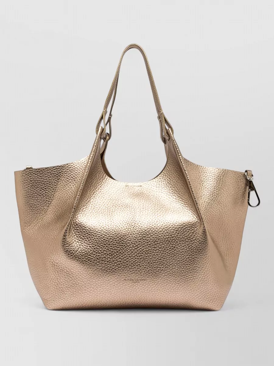 Gianni Chiarini Dua Textured Shoulder Bag Metallic Dual Handles
