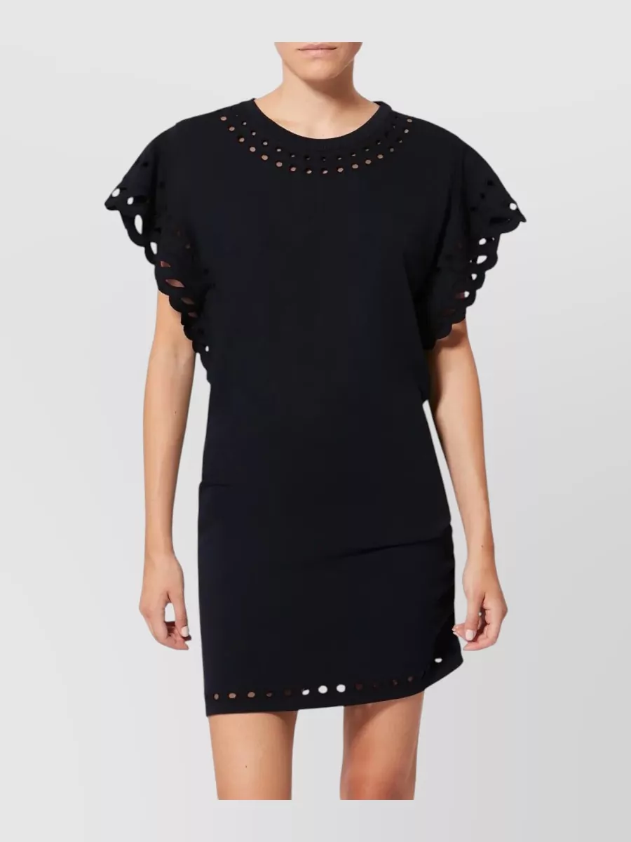 Isabel Marant Etoile Orlane Cotton Dress Round Neck Ruffles