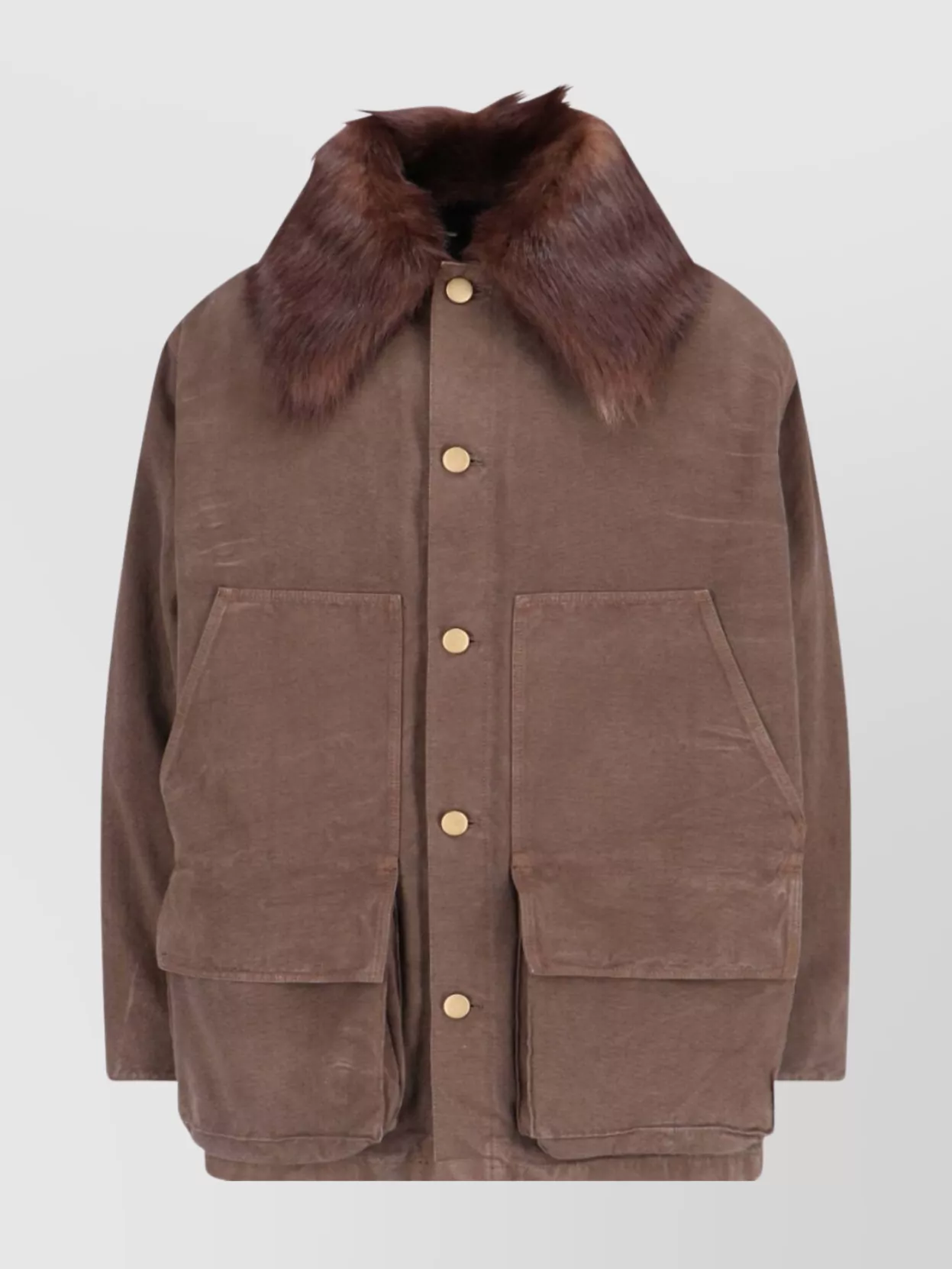 Prada Casual Jacket With Contrast Faux Fur Collar