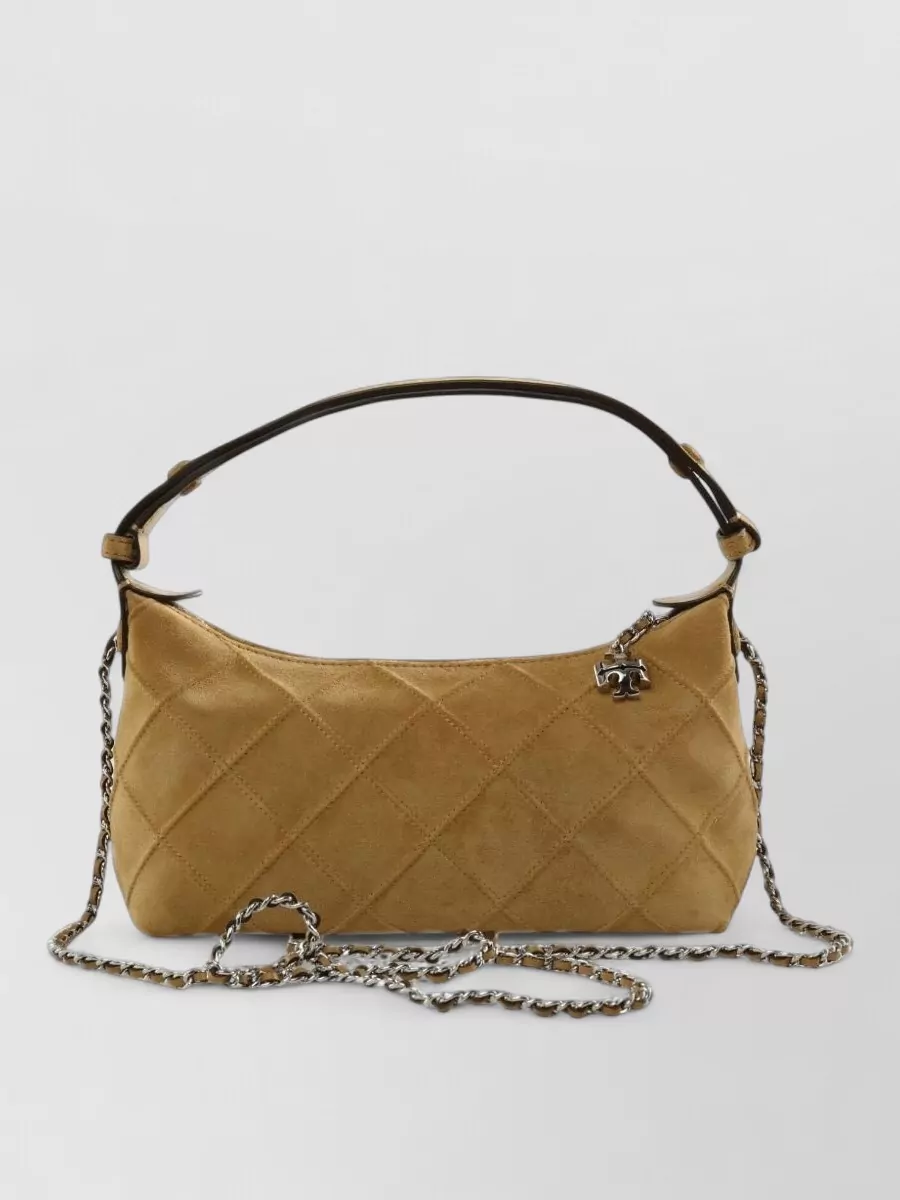 Tory Burch Fleming Suede Quilted Shoulder Bag