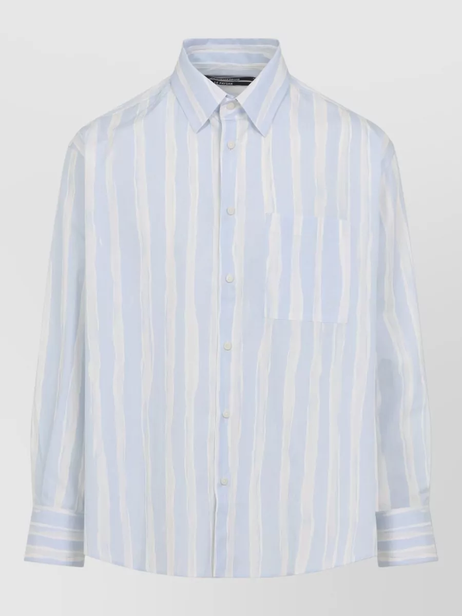 Jacquemus Camargue Long Sleeve Striped Shirt Button Collar