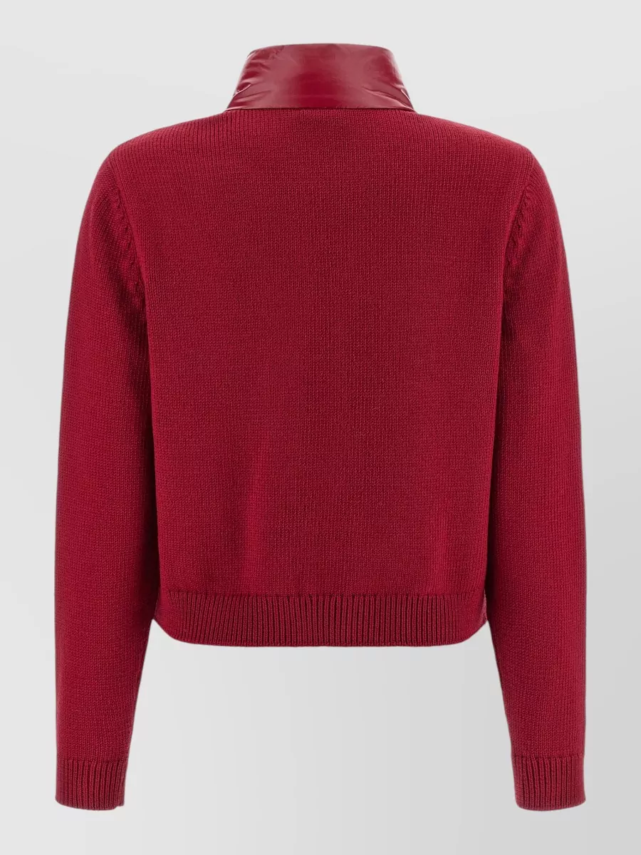 Moncler High Collar Cardigan Quilted Front Ribbed Cuffs