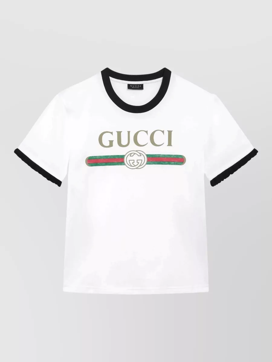 Gucci cotton ruffle-sleeve printed t-shirt