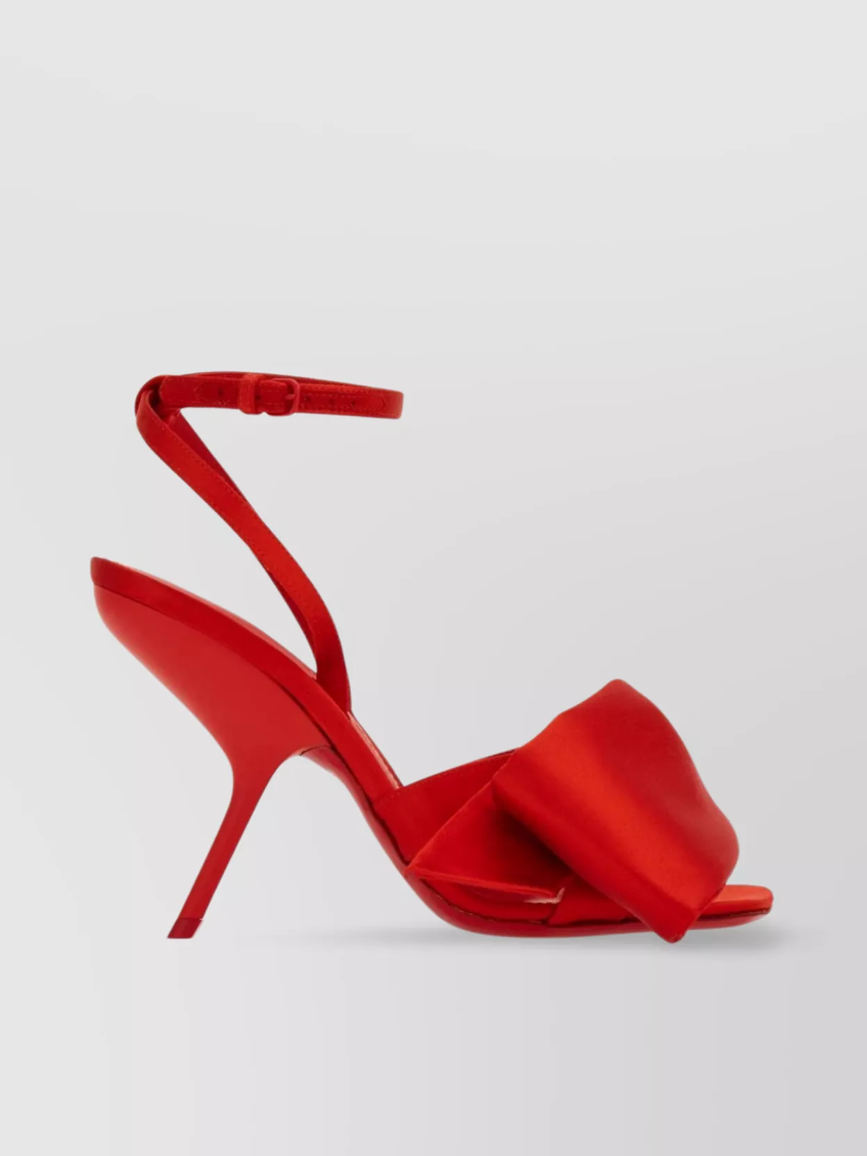 Shop Ferragamo Sculpted Heel Open Toe Sandals With Oversized Bow In Red