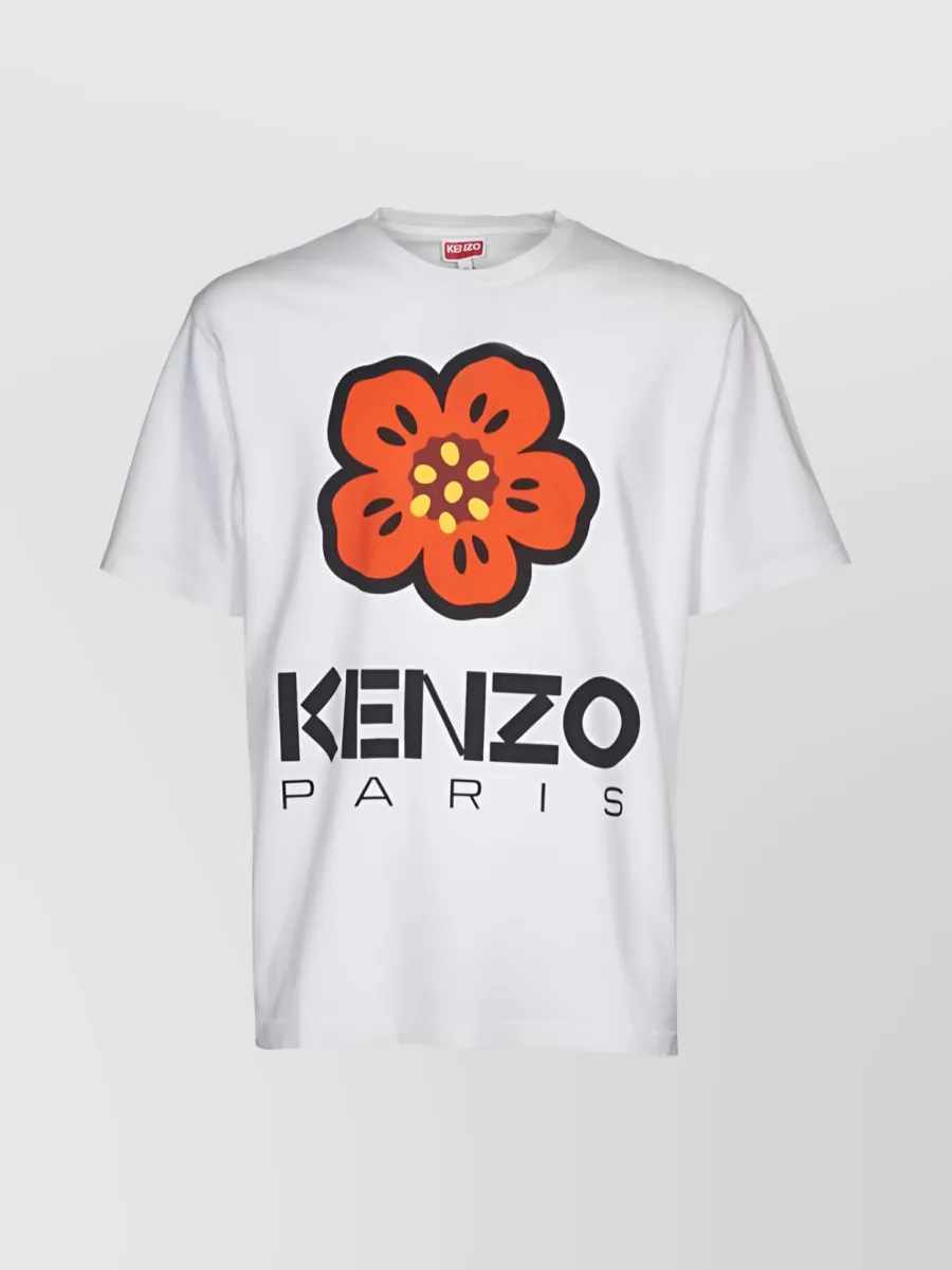 Shop Kenzo Floral Logo Print T-shirt In White