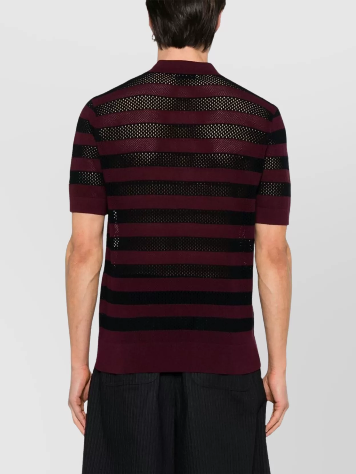 Dries Van Noten Mercy Burgundy Viscose Blend Polo Shirt In Black