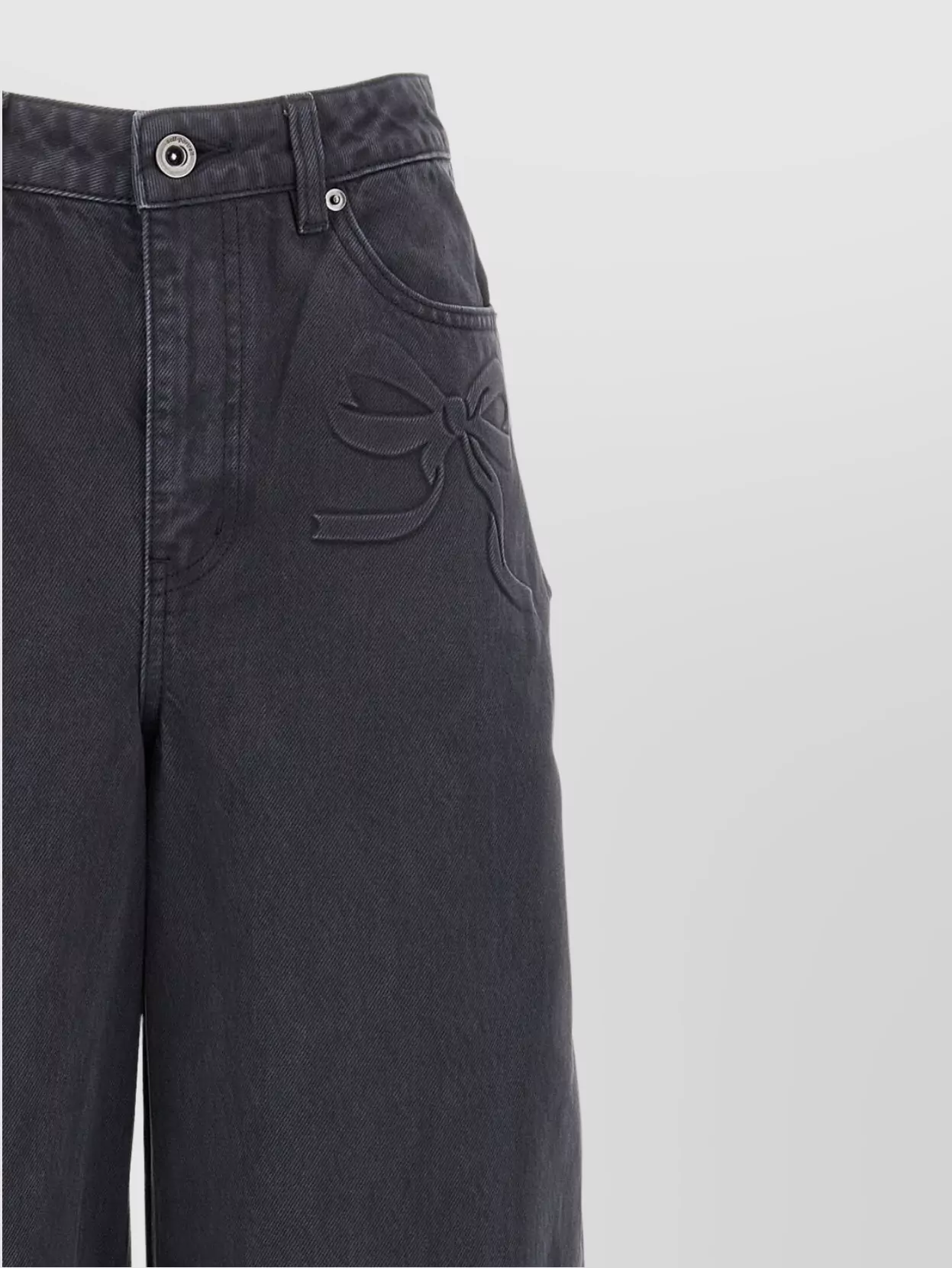 Self-portrait Bow Motif Embroidered Detail Jeans In Black