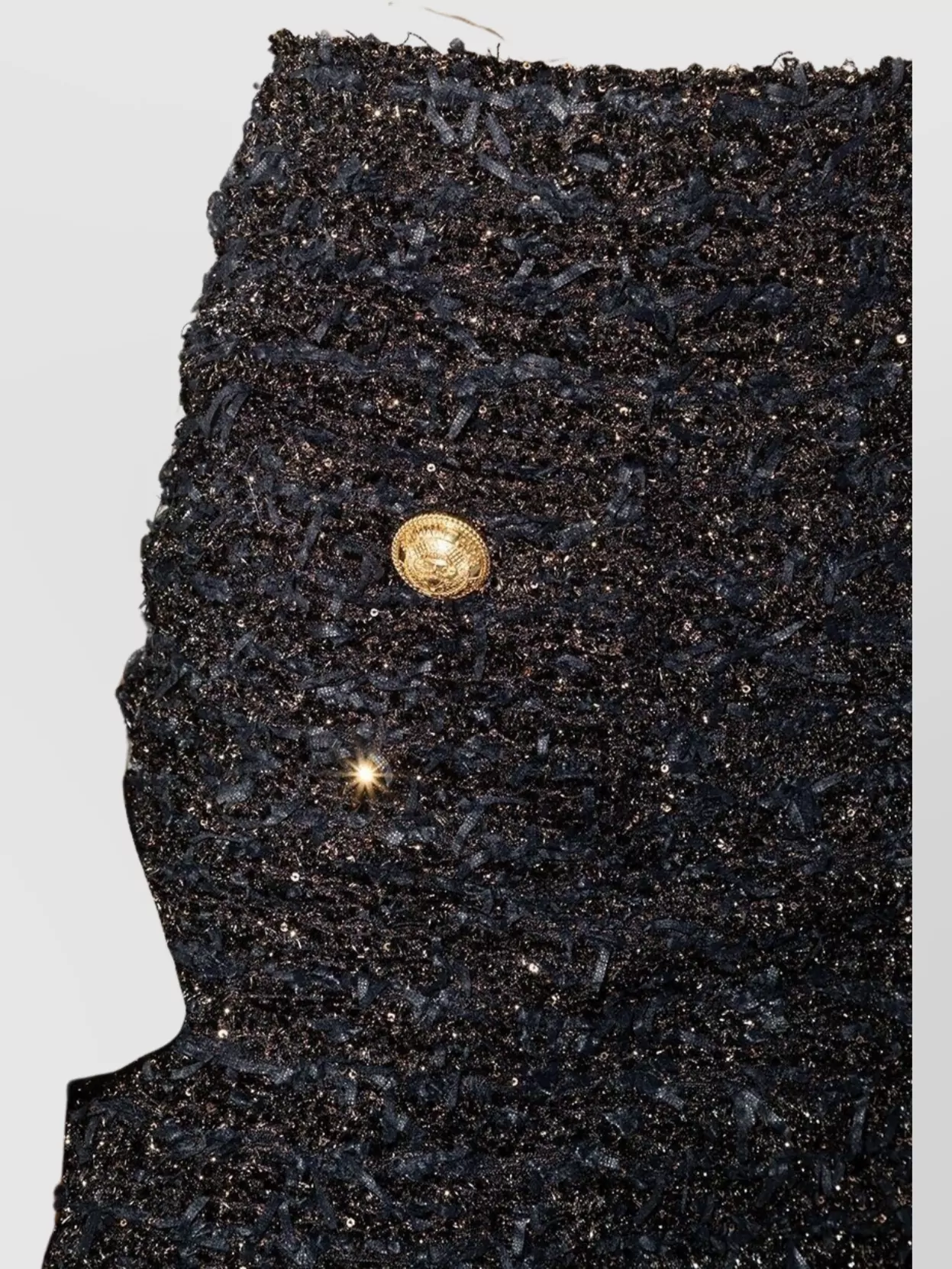 Balmain Black Pencil Mini Skirt With Jewel Buttons