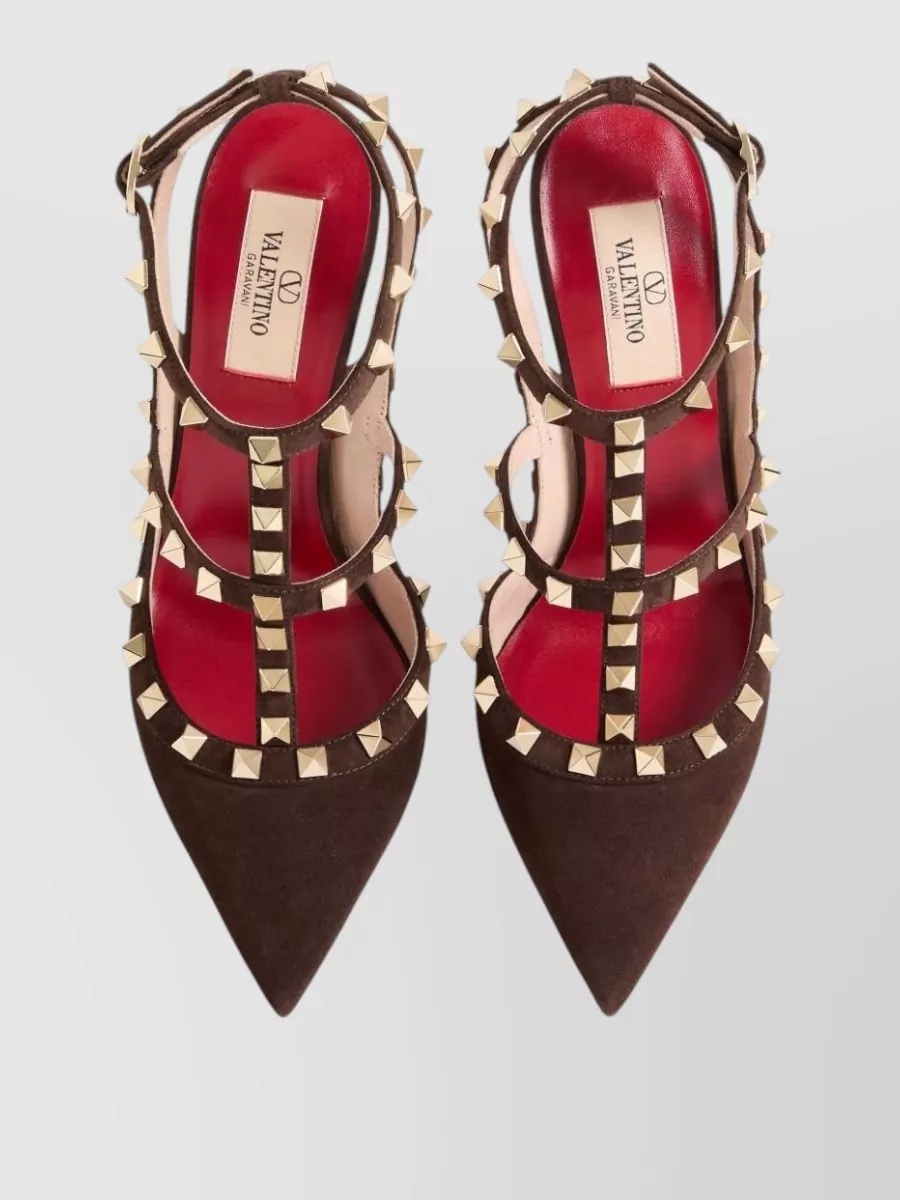Valentino Garavani leather rockstud ankle strap pumps