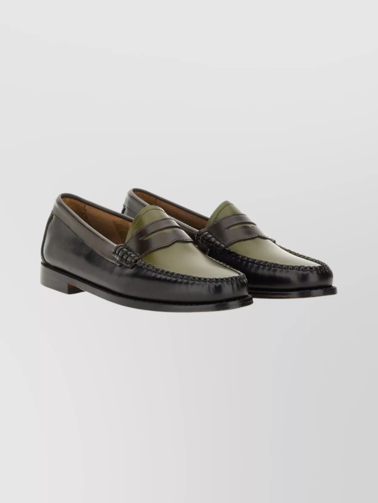 G.h. Bass Two-Tone Leather Loafers Round Toe