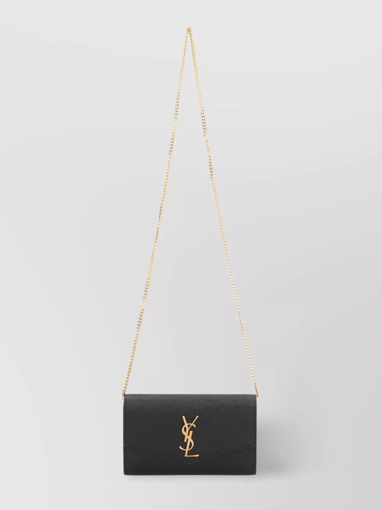 Saint Laurent Uptown Leather Clutch And Chain Strap