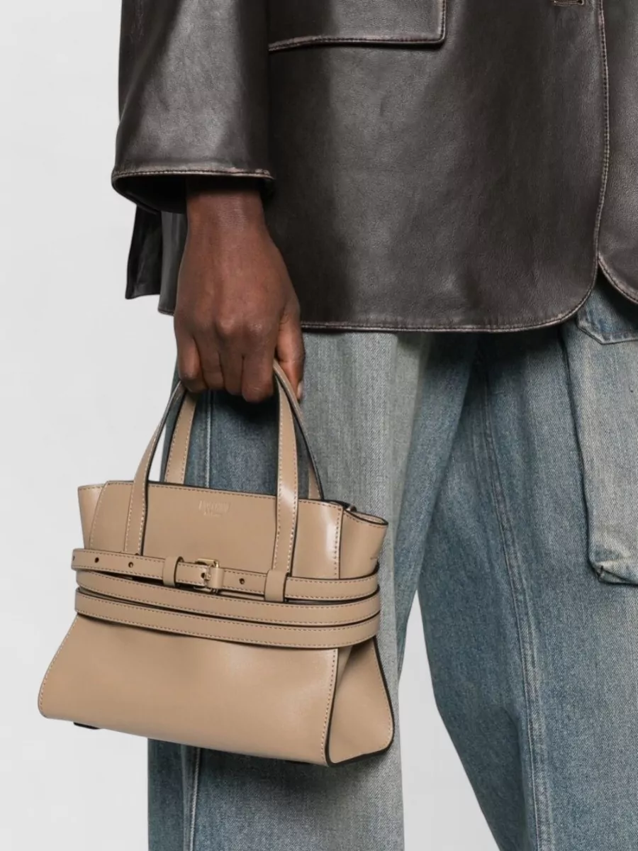 Moschino Calf Leather Small Tote Bag