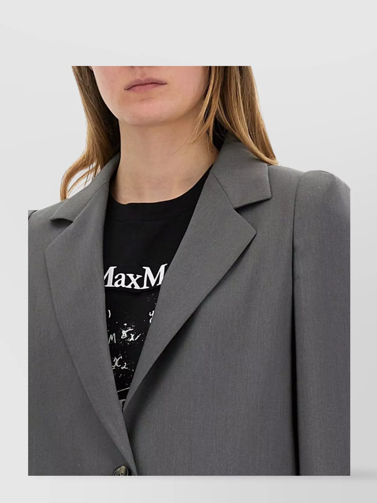Max Mara Longline Jacket Flap Pockets In Gray