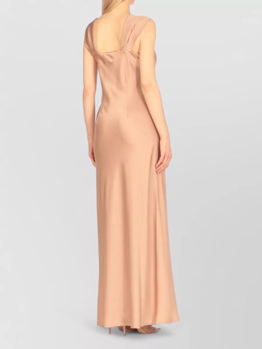 D.exterior Satin V-Neck Sleeveless Knee-Length Gown