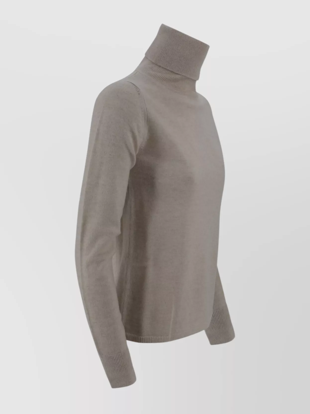 S Max Mara Ribbed Turtleneck Knit Jumper With Turn-Up Collar