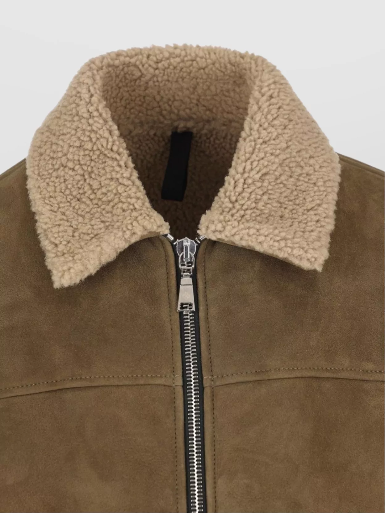 Tagliatore Stretch Knit Cuff Jacket With Shearling Collar