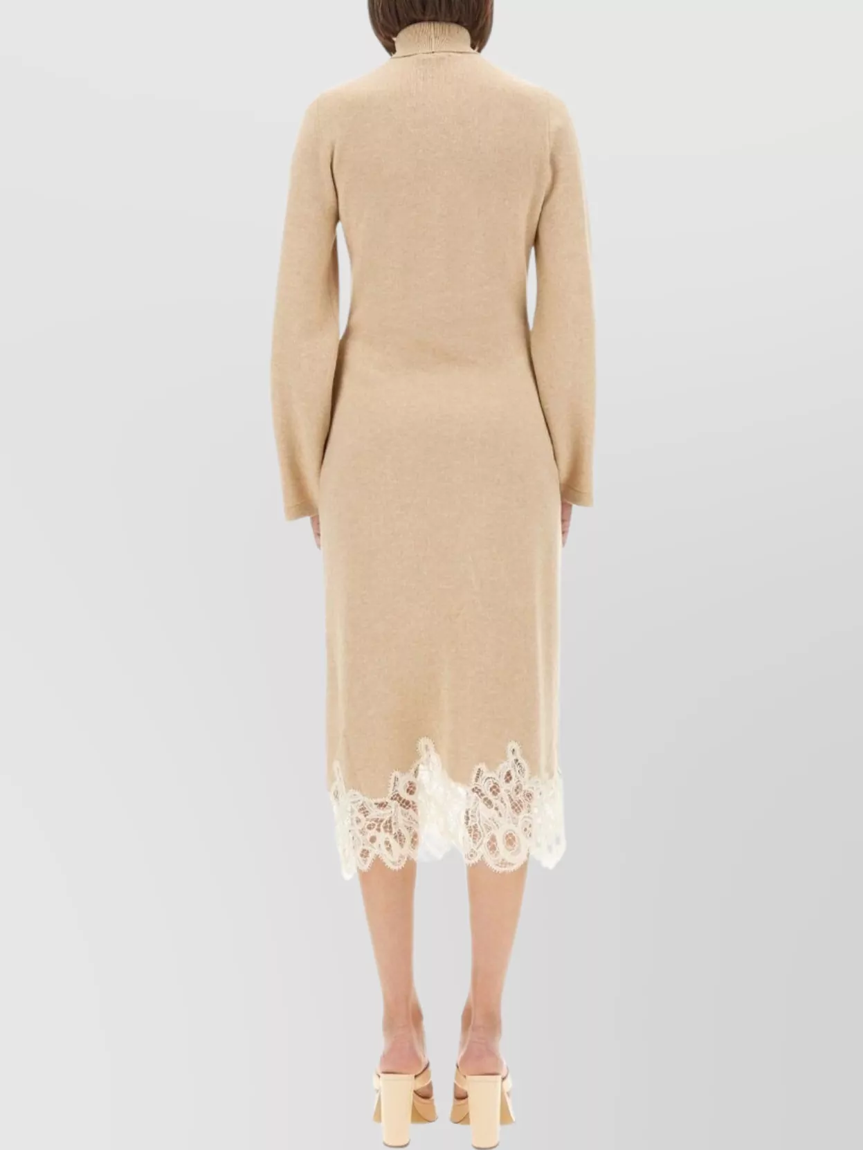 Fabiana Filippi Turtleneck Knit Dress Lace Hem