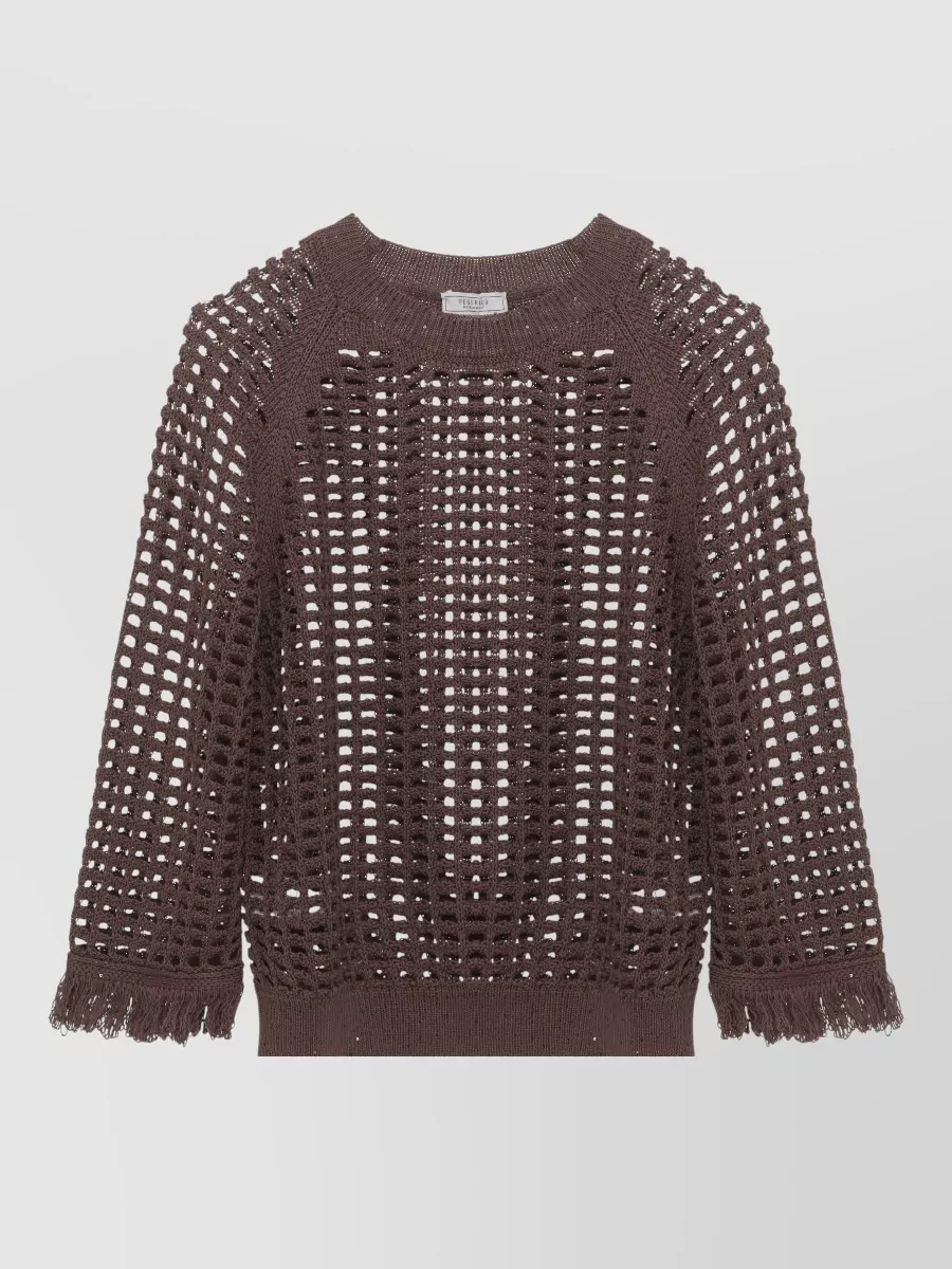 Peserico Cotton Perforated Sequin Crewneck Sweatshirt