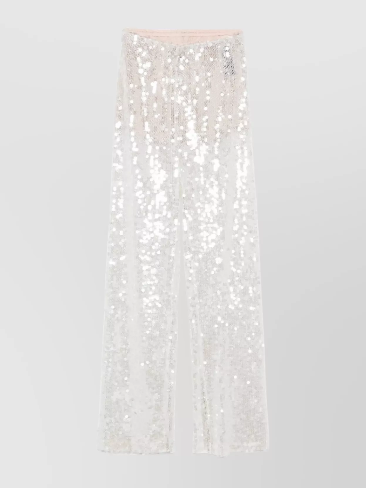 Federica Tosi Wide-leg Trousers With Shimmering Sequin Detailing In Neutral
