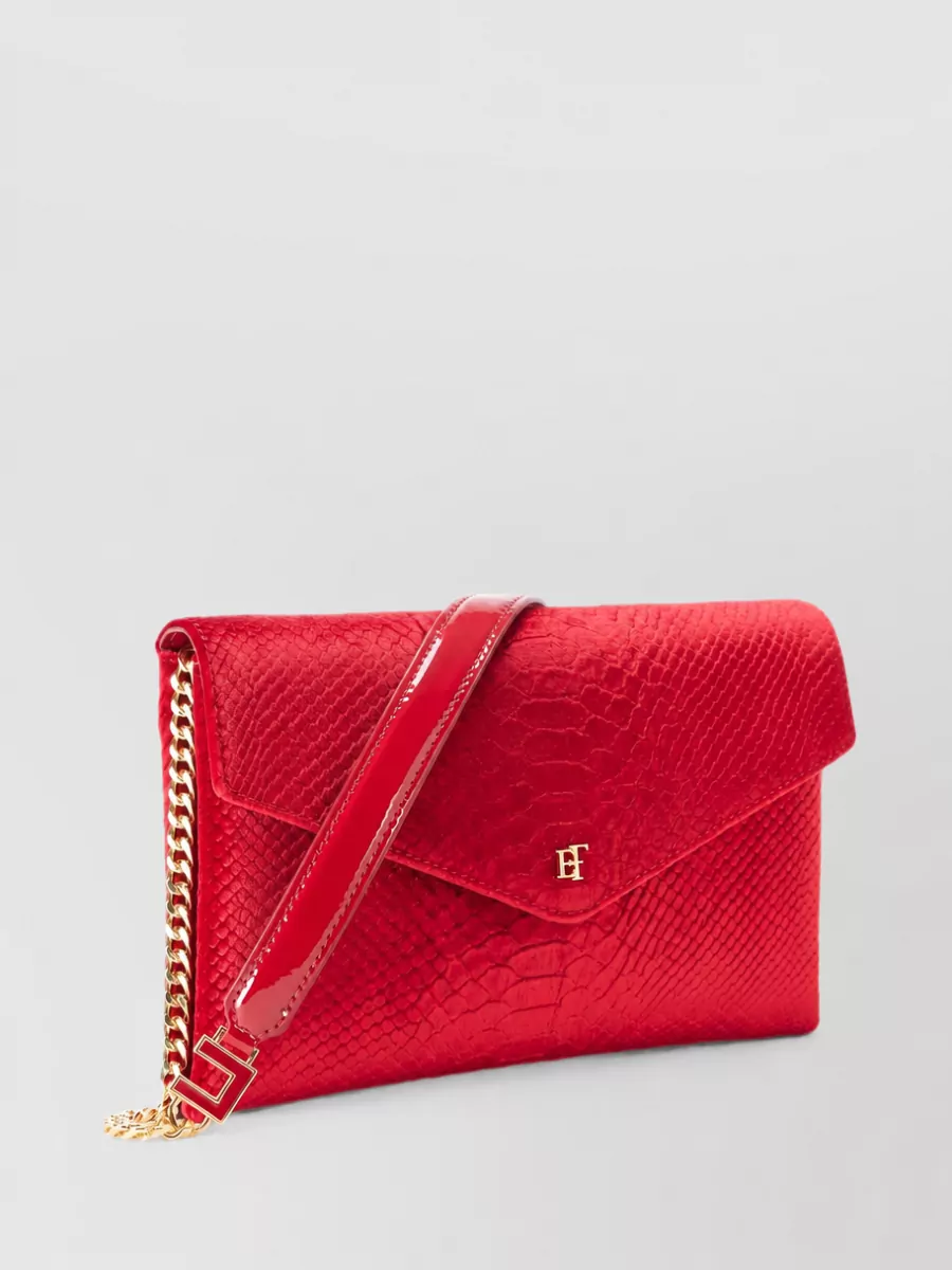 Elisabetta Franchi Velvet crocodile-effect shoulder bag
