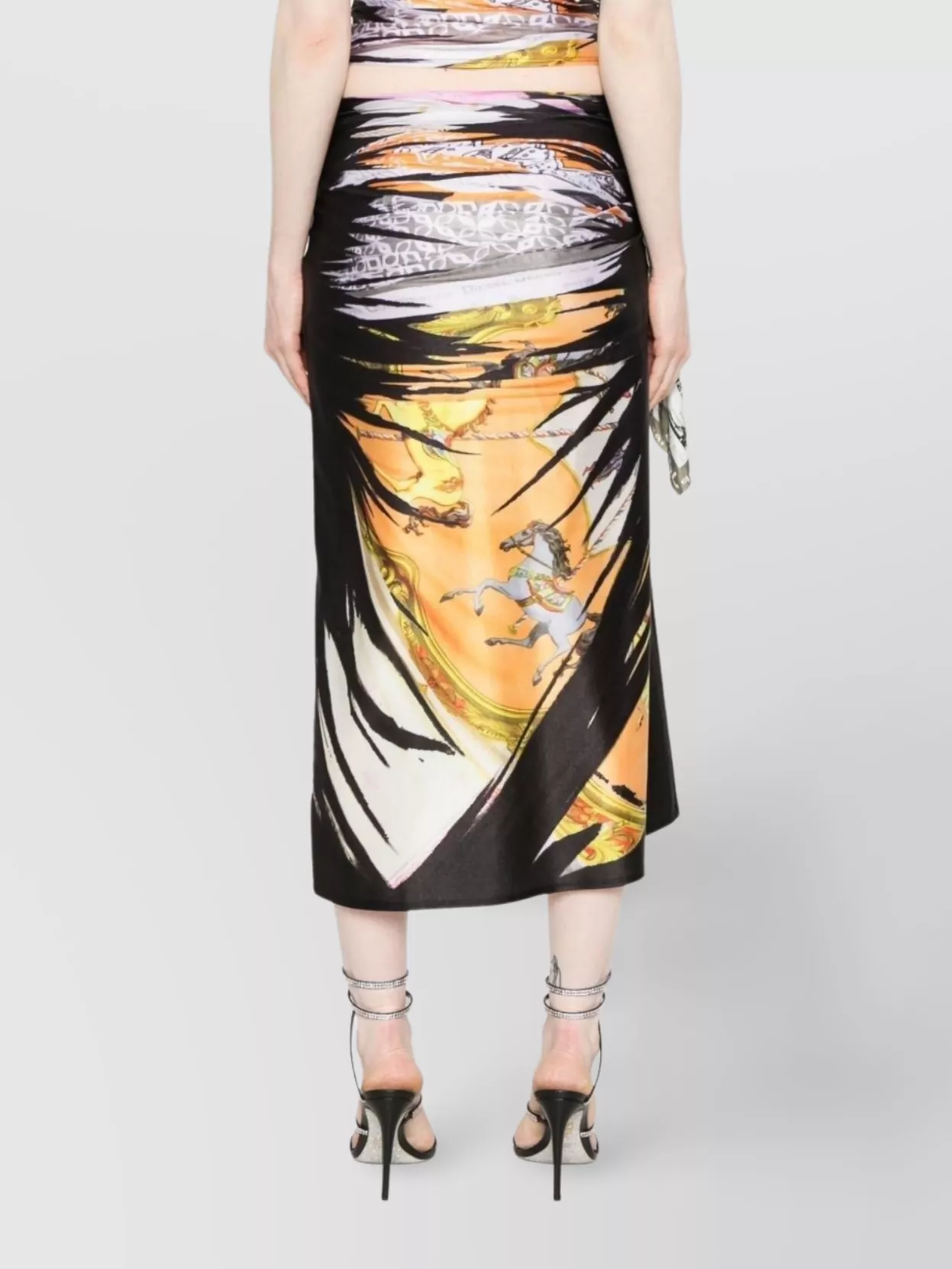 Shop Diesel Printed Pattern Midi Skirt With Asymmetric Hem