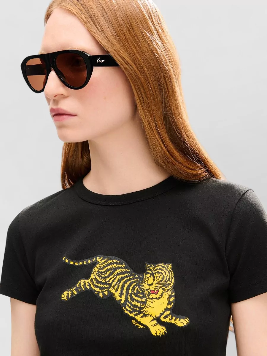 Kenzo Cotton Tiger-Print Crew-Neck T-Shirt