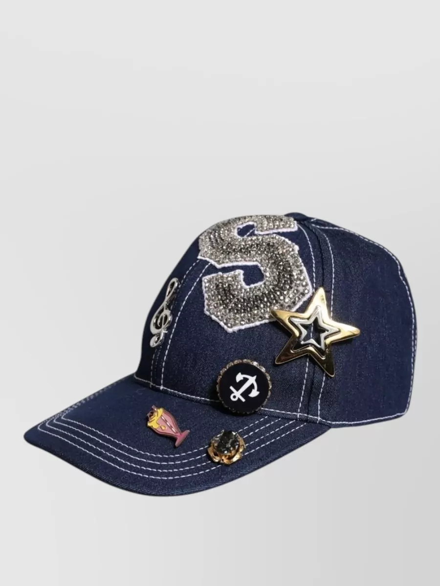 Dolce&Gabbana Crystal Embellished Denim Baseball Cap