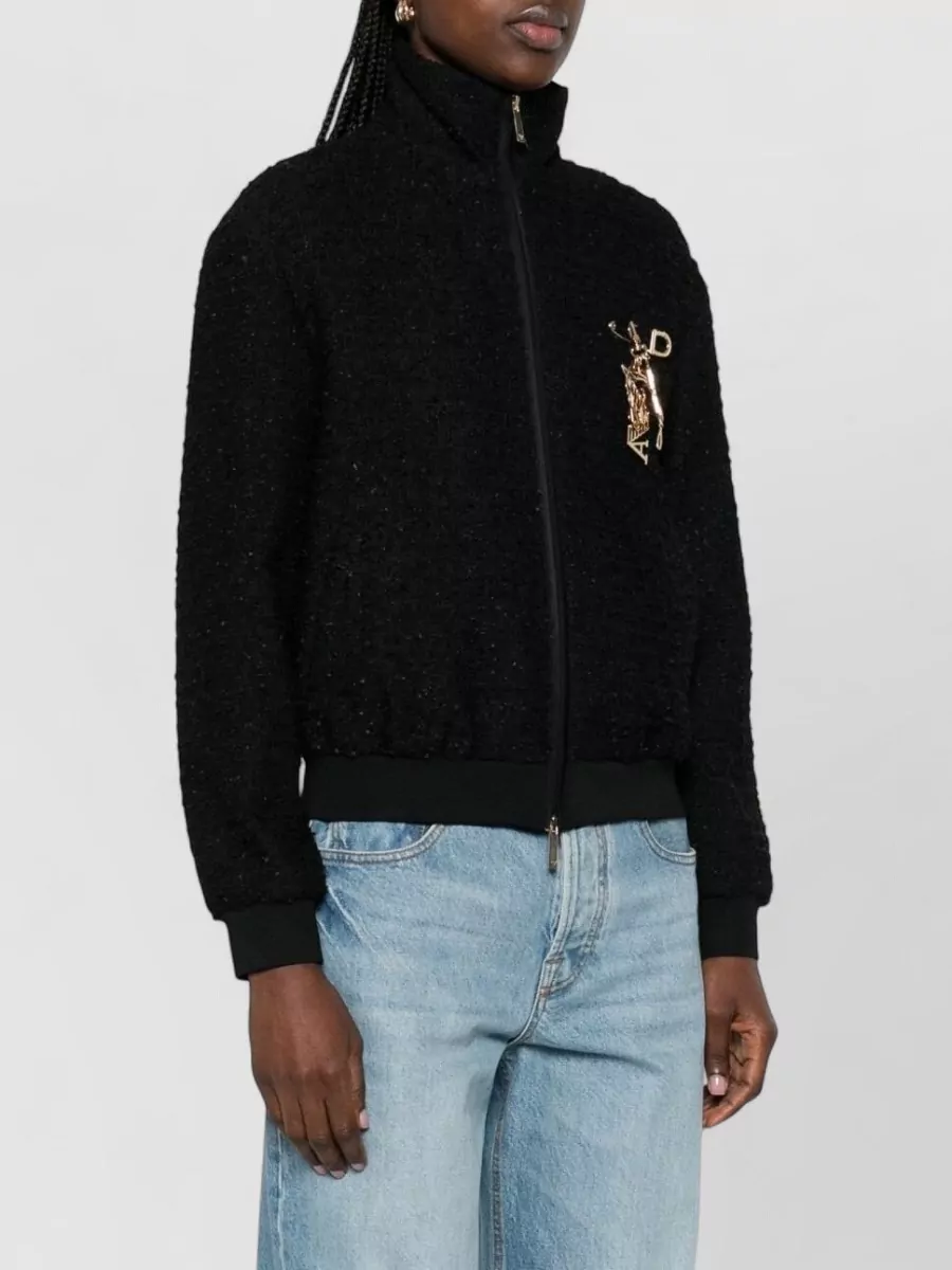 Emporio Armani Textured Appliqué Blouson Jacket