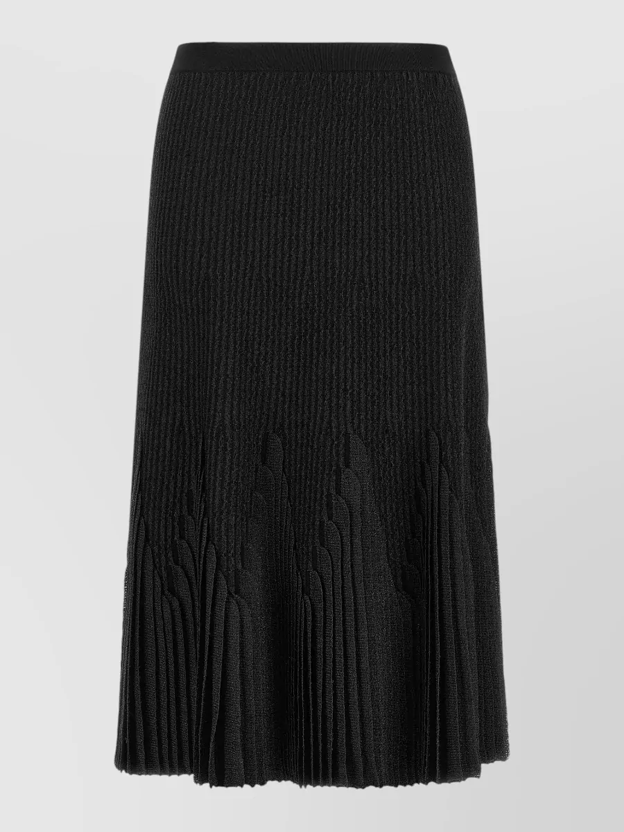 Elisabetta Franchi Ribbed Pleated Midi Skirt