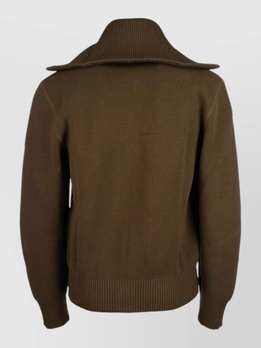 Bottega Veneta Wool Zip-Up High-Neck Cardigan