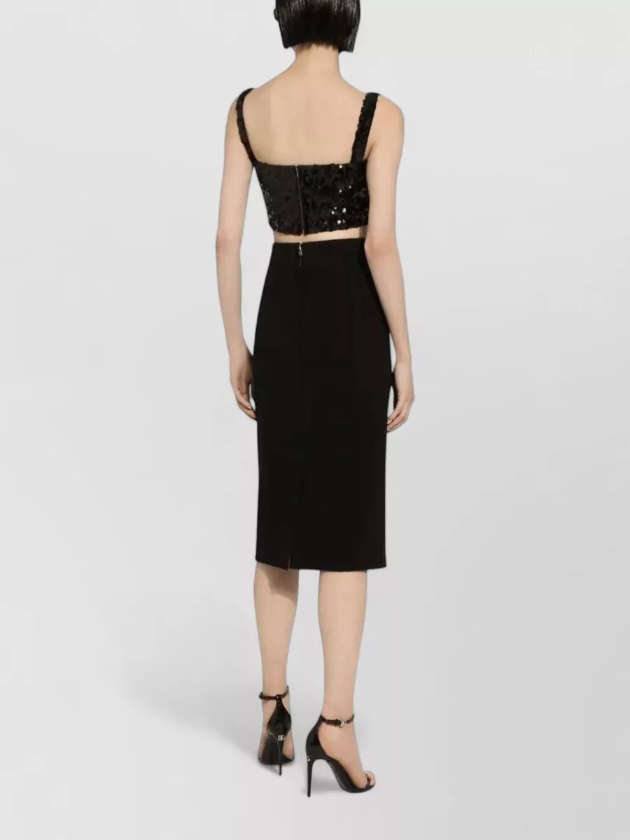 Dolce&Gabbana Cropped Sequin Top Square Neck Straps