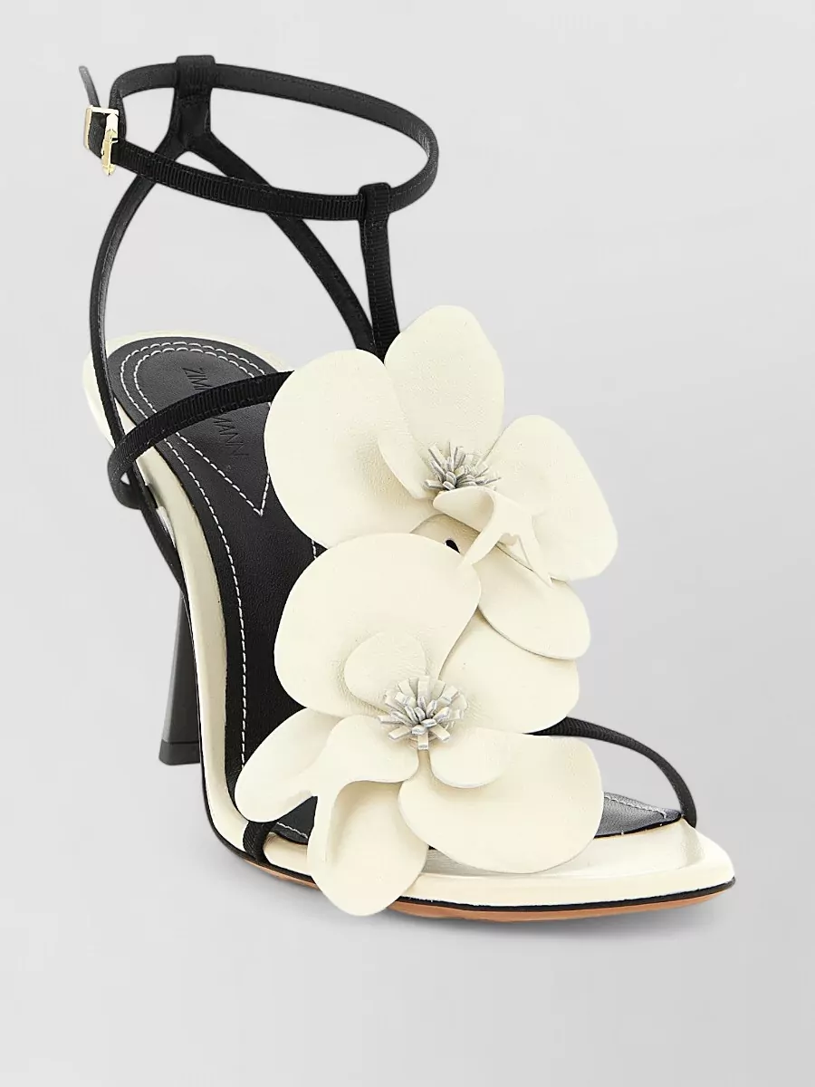 Zimmermann Orchid Ankle Strap Sandals Floral Detail Open Toe