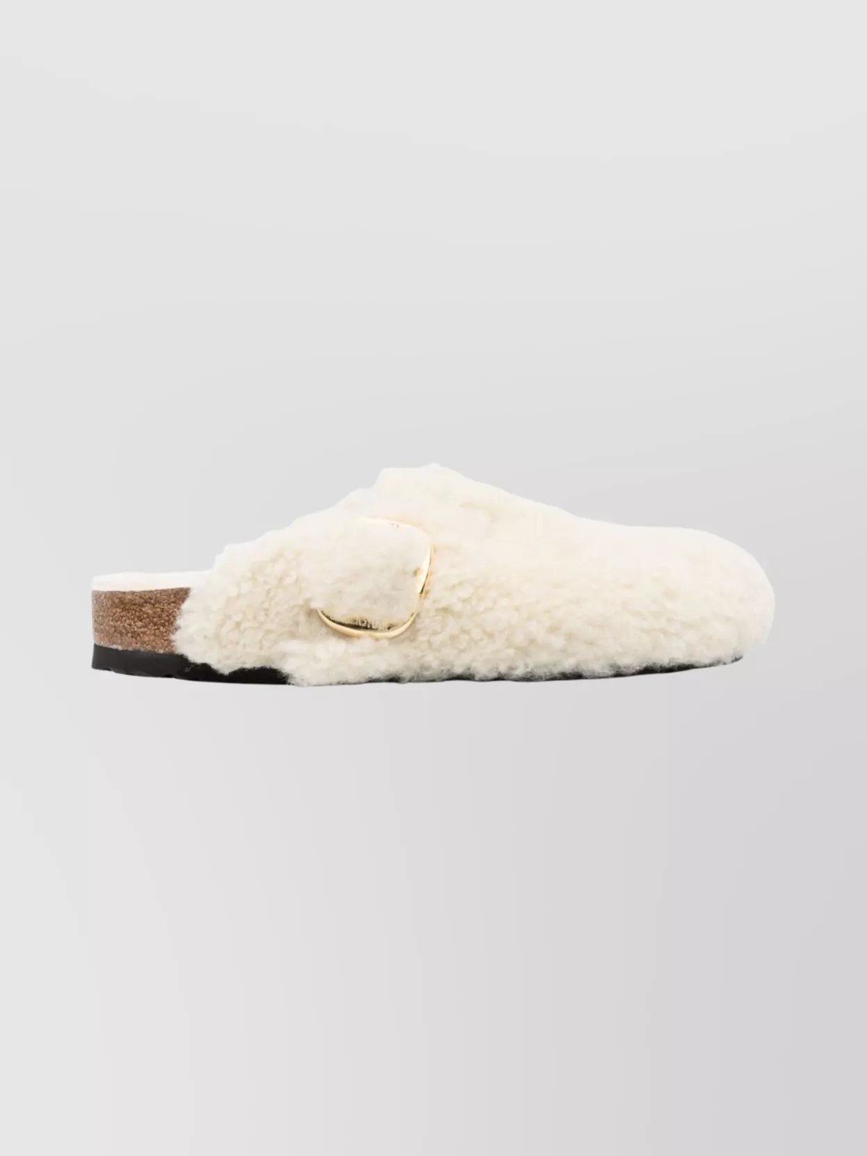 Birkenstock Womens Eggshell Shearling Boston Buckle-embellished Clogs In White