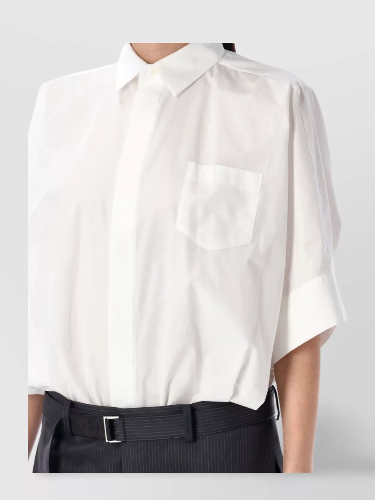 Shop Sacai Short Sleeve Striped Dress Belted