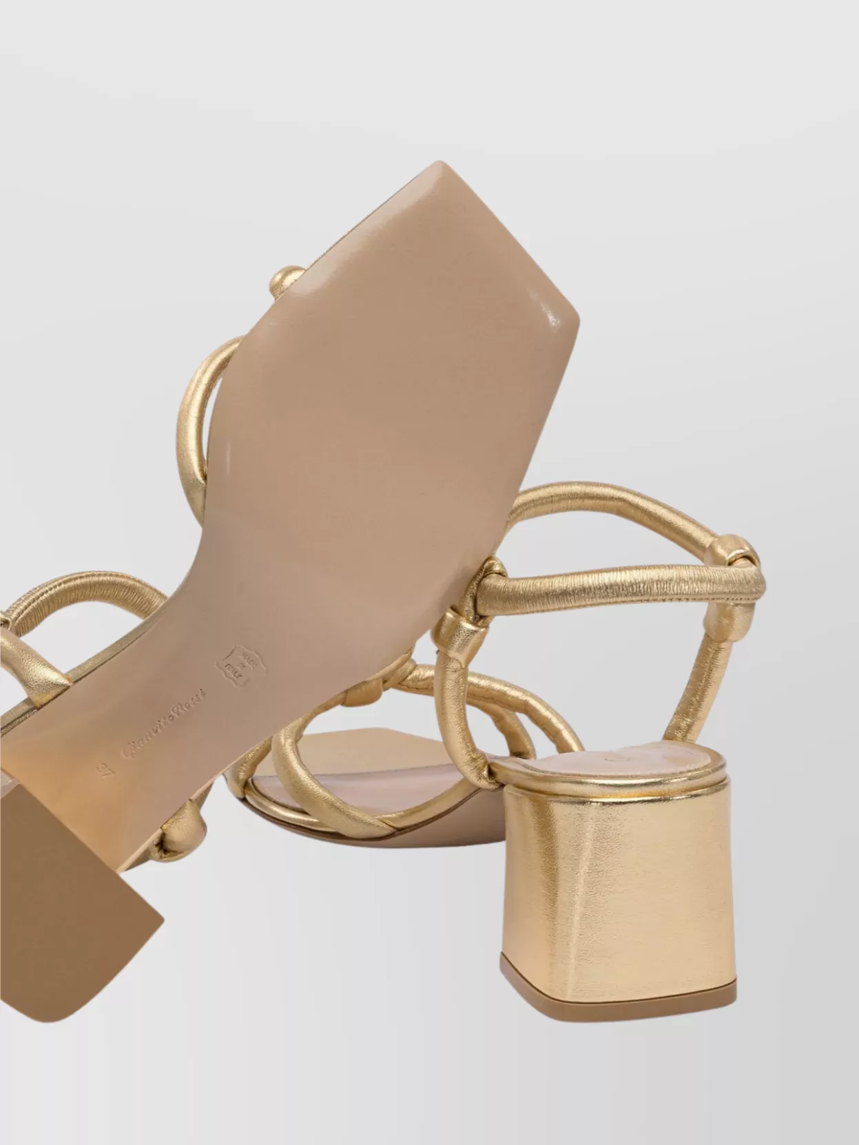 Gianvito Rossi Metallic Block Heel Sandals With Knotted Detail