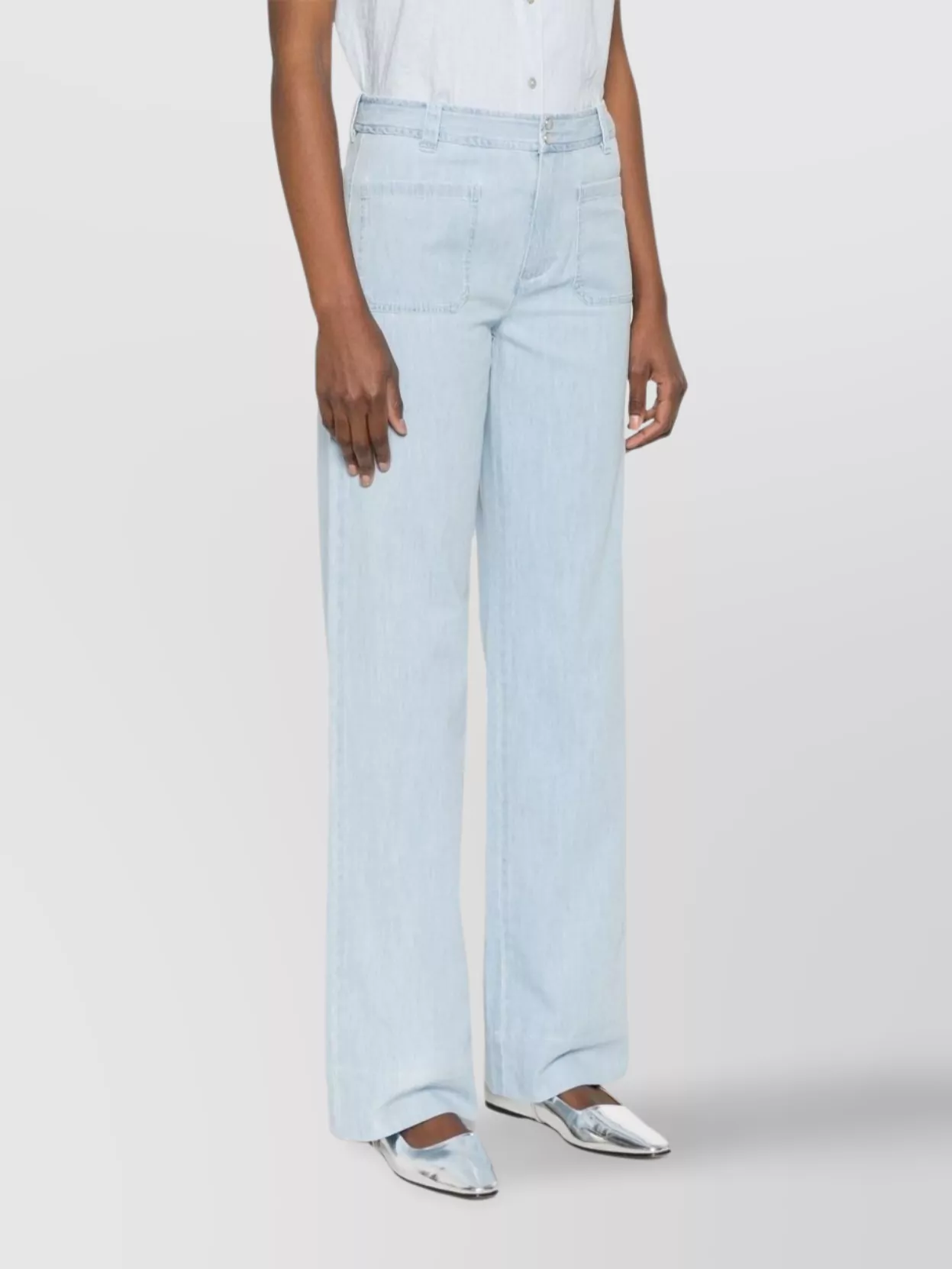 A.p.c. Wide-Leg Denim Trousers Patch Pockets
