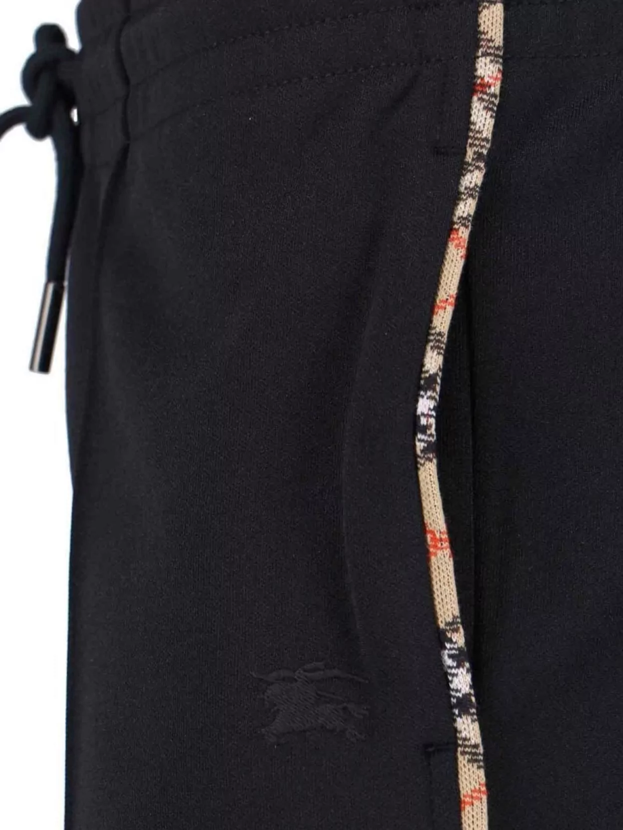 Burberry Flared Trousers With Drawstring And Side Stripe In Black