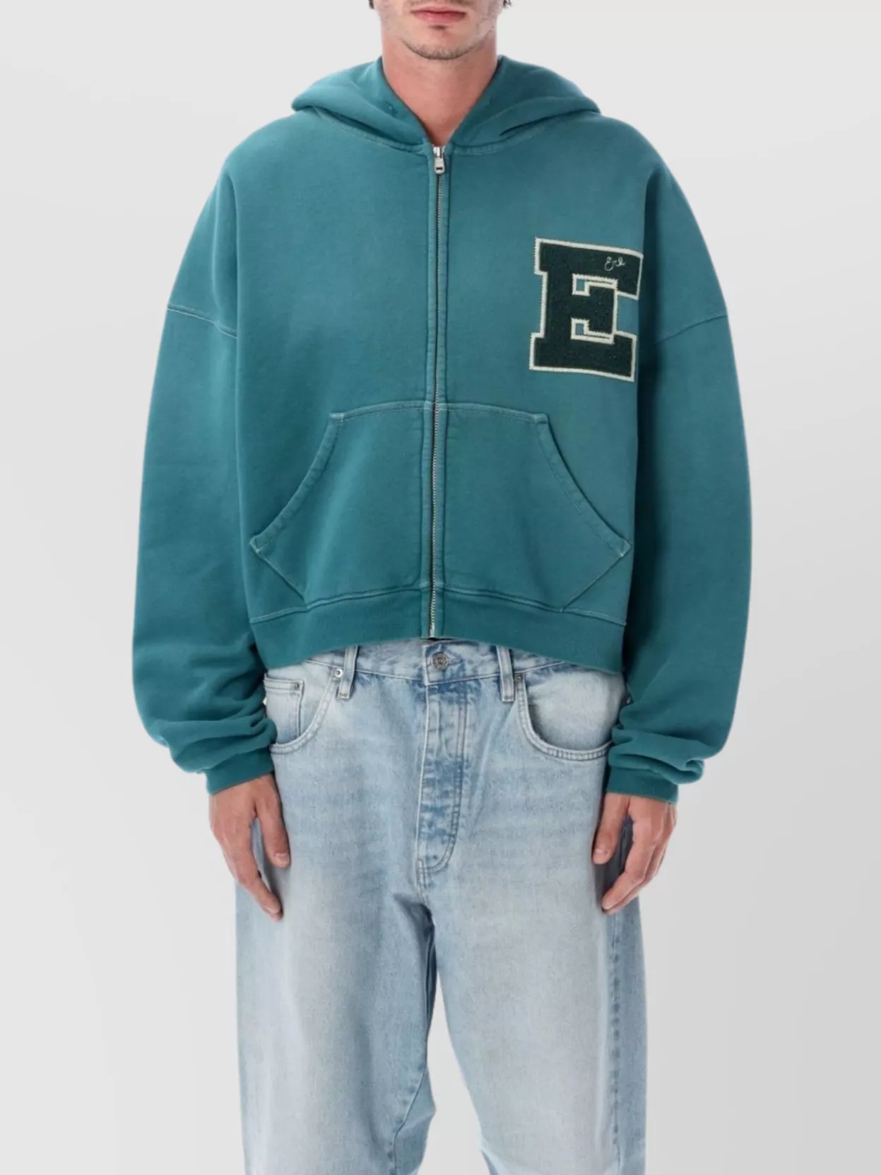 Erl Varsity Inspired Hooded Jacket In Green